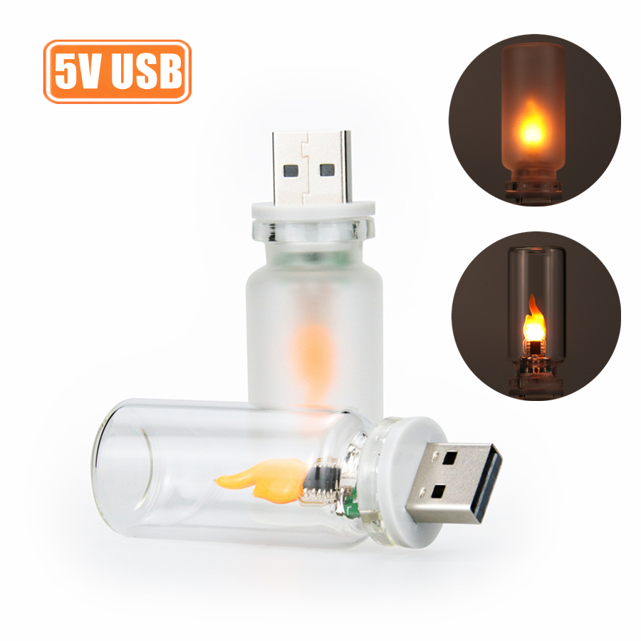 Tritium Gas Tube - USB Flame Flickering LED Frosted Clear