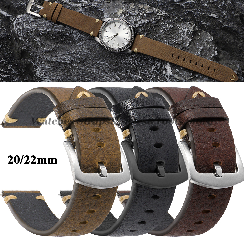 Genuine Cowhide Watch Strap 20 - Smartwatch Vintage Watches For Women recension och pris