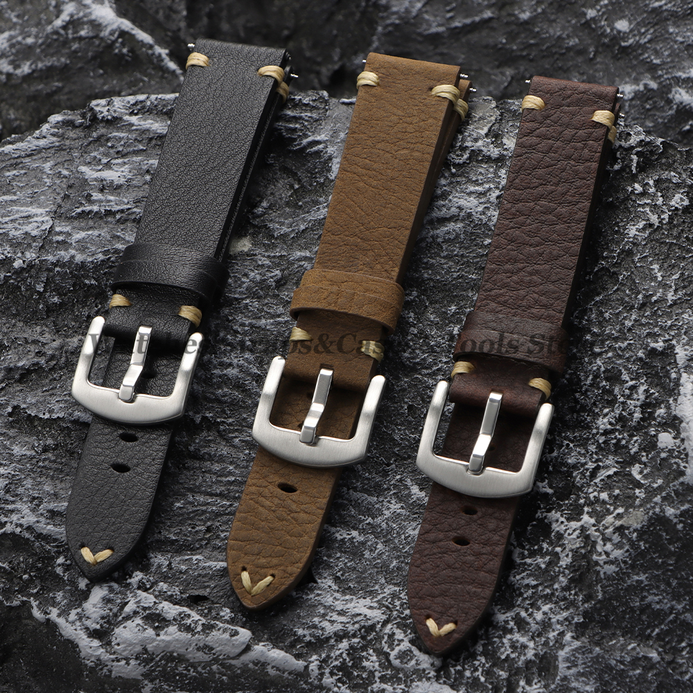 Genuine Cowhide Watch Strap 20 - Smartwatch Vintage Watches For Women recension och pris