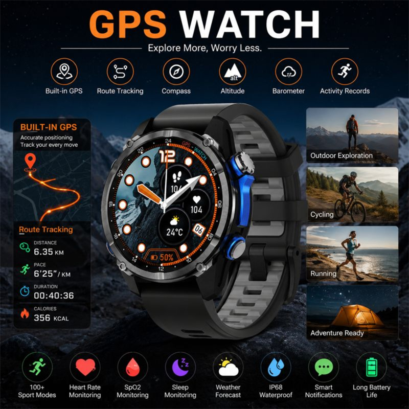 2026 New Army grade TANK GPS O - Smartwatch Army Watches For Men recension och pris